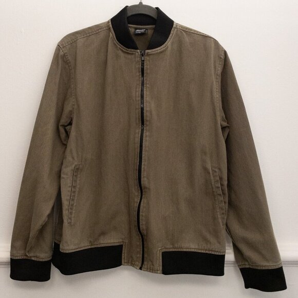 Molokai Surf Co. Bomber Jacket Size M Olive Green Black Trim Zip Casual - Picture 1 of 4